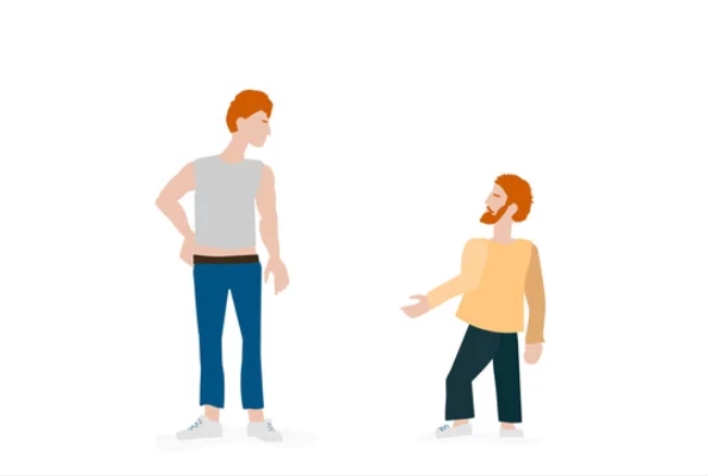 身長が高い人と低い人が並んでいる画像
